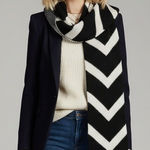 Lululemon Chevron Knit Scarf Black Beige Cashmere Blend One Size Photo 0