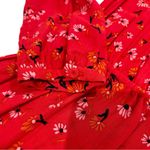 Tara Jarmon Red Midi Dress Women’s Long Sleeve Ruffled Button Front Floral 36 Orange Photo 8