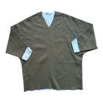 ZARA  Olive Green V Neck Drop Shoulder Oversized Knit Sweater dress Women's M Photo 0