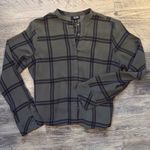 a.n.a Green plaid button down top Photo 1