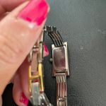 Bulova Vintage Stainless Steel Crystal Dial Rectangle bracelet 50s-80s Watch Silver Tone C875476 Zirconia Quartz Mother of Pearl Face need battery White Gold Plated minimalist preppy retro Photo 5