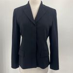 Vintage Emanuel Ungaro Wool Pinstripe Blazer Covered Button Down Black Womens 8 Photo 0