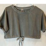 Zyia Active Women's gray crop top drawstring small oversized fit casual summer Photo 0