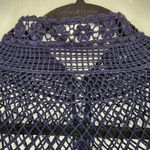 Free People On The Island Crochet Yoke Crinkle Cotton Top Sz XS Navy Blue Beach Photo 5