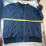 Stella & Dot  The Downtown Navy Lace Bomber Jacket Size Large Photo 6