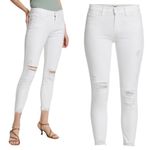 Paige  Denim Verdugo Crop White Distressed Raw Hem Designer Jeans Size 28 | 6 Photo 3