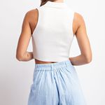 ee:some Periwinkle High Rise Button Front Shorts Photo 3