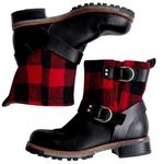 Woolrich EUC Baltimore Leather Buffalo Plaid Wool Moto Boots Size 6 1/2 Photo 3