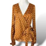 Revolve Tularosa Charmaine Wrap Top in Camel Polka Dots Medium NWT Photo 9