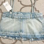 ZARA  Denim Jean Cropped Top Spaghetti Strap Blue Wash  Bloggers Photo 8