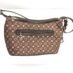 Brighton Satchel Purse Hearts Brown Jacquard Fabric Leather Moc Croc Trim Photo 2