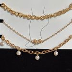 Rhinestone Butterfly & Faux Pearl Chain Ankley Set Gold Photo 3