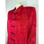 R & M Richards Vintage BY KAREN KWONG Red Asian Blouse Mandarin Collar size 16 Photo 4