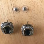Black Glass Earrings Rhinestones Wedding Prom New Photo 3