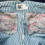 American Eagle  AE White/Blue Striped w/Floral Patchwork Cut Off Jean Shorts | 2 Photo 6