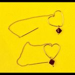 Handmade Floating Heart Red Beaded Threader Earrings Photo 1