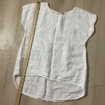 TERZOMILLENNIO White Linen Butterfly Embroidered Short Sleeve Top Made in Italy Size M Photo 3