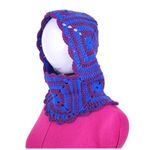 New Crochet Handmade Balaclava Granny Square Blue Purple Scalloped Edges Photo 1