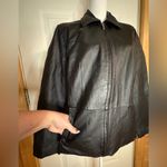 Apt. 9 Vtg black lambskin leather zip blazer jacket hand pockets lined stitch details L Photo 2