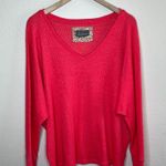 Anthropologie by Womens V-Neck Coral Pink Waffle Knit long sleeve Sweater XL Photo 1