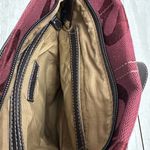 Elegant Sarah Caperelli Burgundy Crossbody Bag Dark Brown Trim Silver Hardware Red Photo 14