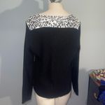 Fever Black and White Animal Print diagonal zip up sweater woman’s large Photo 1