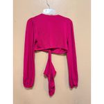 Lulus  Hot Pink Tie Front Cropped Cardigan Bolero Top Long Sleeve Size S Photo 3