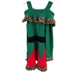 Holiday Time  leopard trim off the shoulder jingle bell elf sweater dress M Photo 3