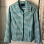 Talbots Womens Jacket Size S Button Up Striped Anchor Buttons Nautical Collar Photo 0