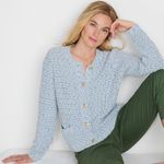 Lands' End $103 Women's Tweed Boucle Cardigan Jacket Sweater Women's Size Large Photo 0