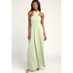 Lulus  Sage Green Convertible Strapless Maxi Dress Formal Wedding Guest Gown Sz S Photo 5