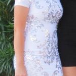 B Darlin White and Silver Homecoming Dress Photo 0