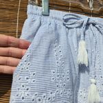 Solitaire Light Blue Eyelet Cotton Lined Elastic Waist Shorts S Photo 2