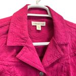 Coldwater Creek  Snap Front Jacket Pink Size 12 Collard Short 3/4 Sleeve Cotton Photo 4