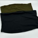 Bozzolo  Olive and Black Ribbed Crop Tops (1) Photo 0