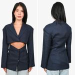 Jacquemus NWT  Arles Mini Cutout Blazer Dress Linen Dark Blue Size 34 (2 US) Photo 10