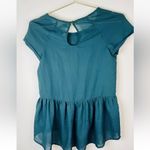 Xhilaration Women's Teal Lace Peplum Top Small Keyhole Back Chic Holiday Career Photo 7