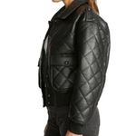 Rebecca Minkoff Women's Black Quilted Vegan Leather Bomber Jacket Photo 1