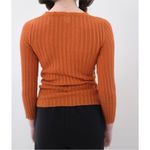 Baserange 100% linen etel long sleeve rib top with neck tie in umber NEW Photo 1