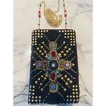 Mary Frances Brown Gold Beaded Cross Phone Bag Handbag Purse Crossbody Clutch Photo 8