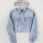 American Eagle  Cropped Jean Jacket with Hood Photo 0