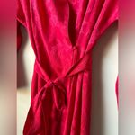 Victoria's Secret  Red Vintage Sexy Satin Robe Long Gold Tag 90s Floral Sz Small Photo 3