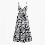 J.Crew  Cotton Tie Front‎ Cutout Tiered Smocked Back White Floral Dress Size 2 Photo 1