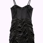 ZARA  COMBINATION SEMI-SHEER V-NECK MINI GATHERED DETAIL DRESS W/CORSET BLACK NEW Photo 9