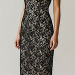The Limited  Black and Cream One-Shoulder Lace Dress Photo 0