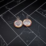 Vintage Clip On Earrings Orange/Yellow/Cream Tones Button Style Orange Photo 3