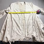 Chico's Beige Laser-Cut Faux Suede Drape Jacket Open Front Cardigan Topper Boho Photo 9