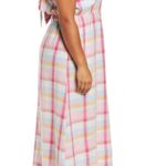 Nordstrom Linen Sleeveless Tie Back Plaid Midi Dress Size 3X NWOT Photo 4