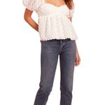 Amanda Uprichard NWT! Tomasina Puff Sleeve Babydoll Top in Cirrus - Size Small Photo 1