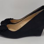 Jessica Simpson Sheryll Womens Suede Black Bow Toe Slip On Wedge Shoes Size 8M Photo 3